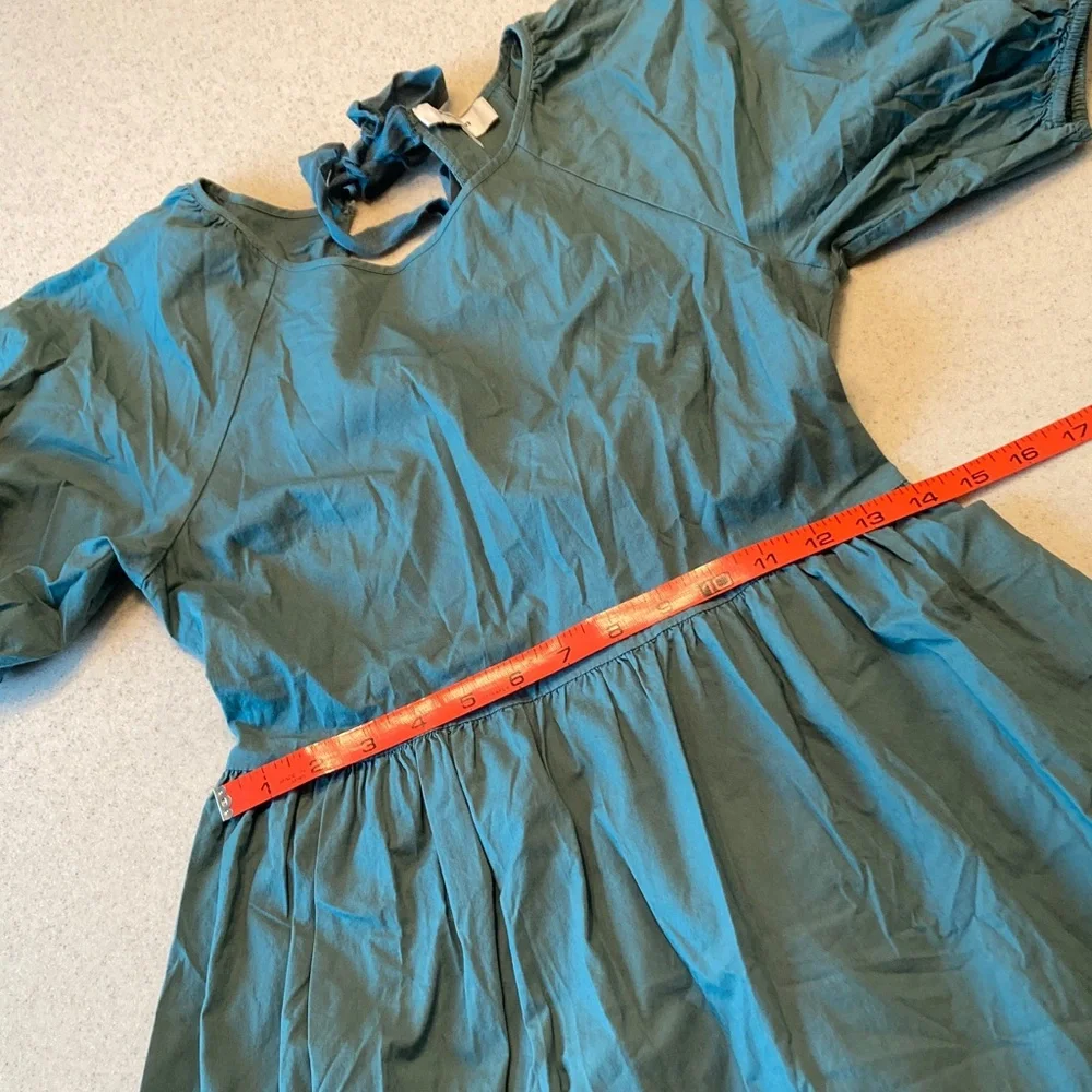 Peter Som Dark Green-Blue Mini Dress Puff Sleeves Women Size 6 - Picture 12 of 15